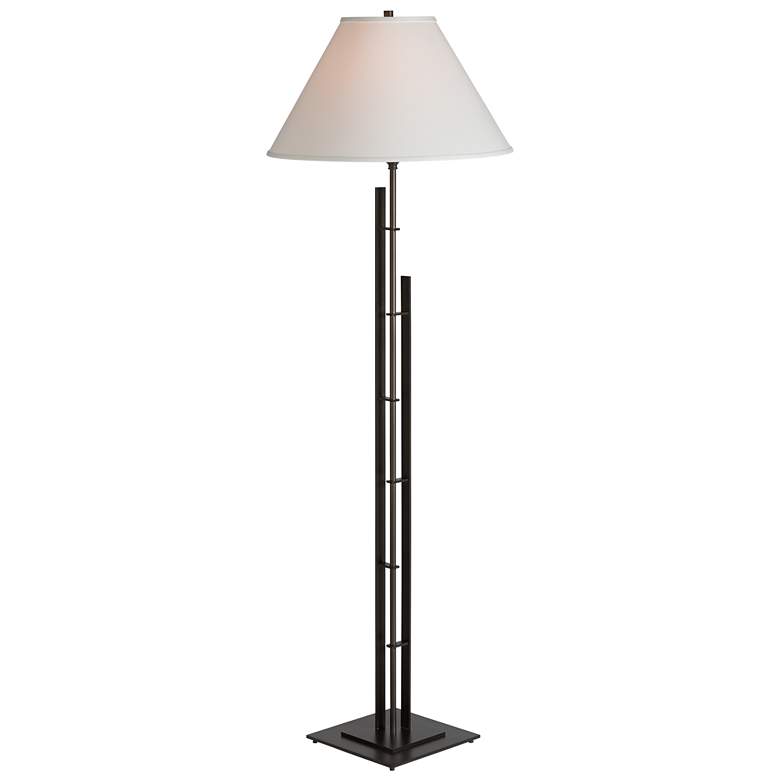 Image 1 Metra Double Floor Lamp - Dark Smoke Finish - Natural Anna Shade