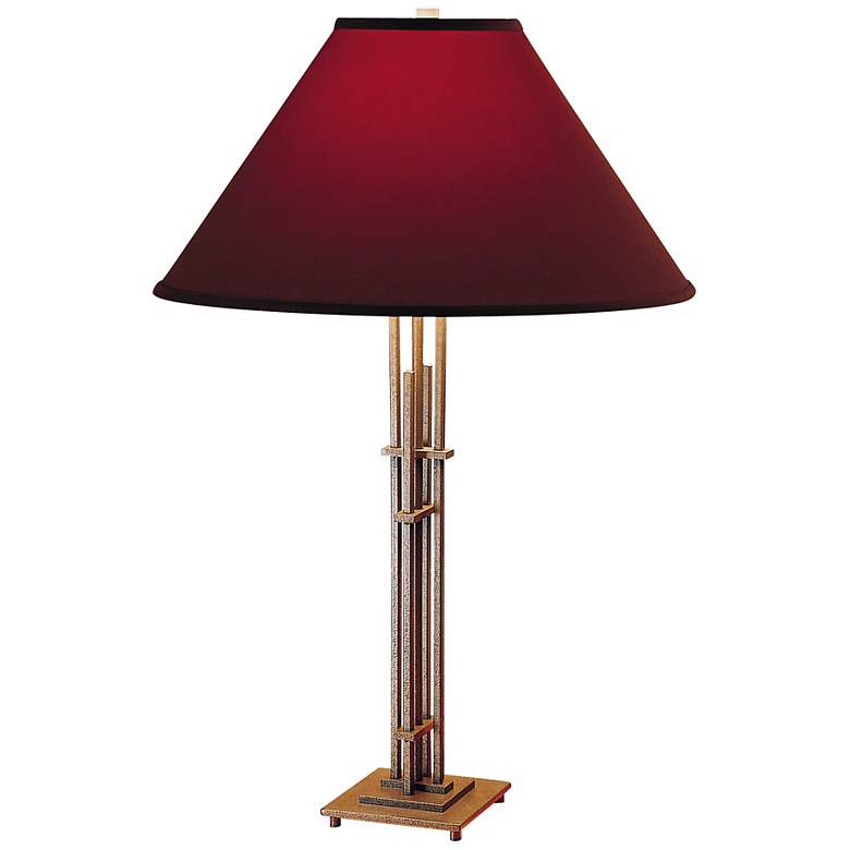 Image 1 Metra Quad Hubbardton Forge Table Lamp With Red Shade