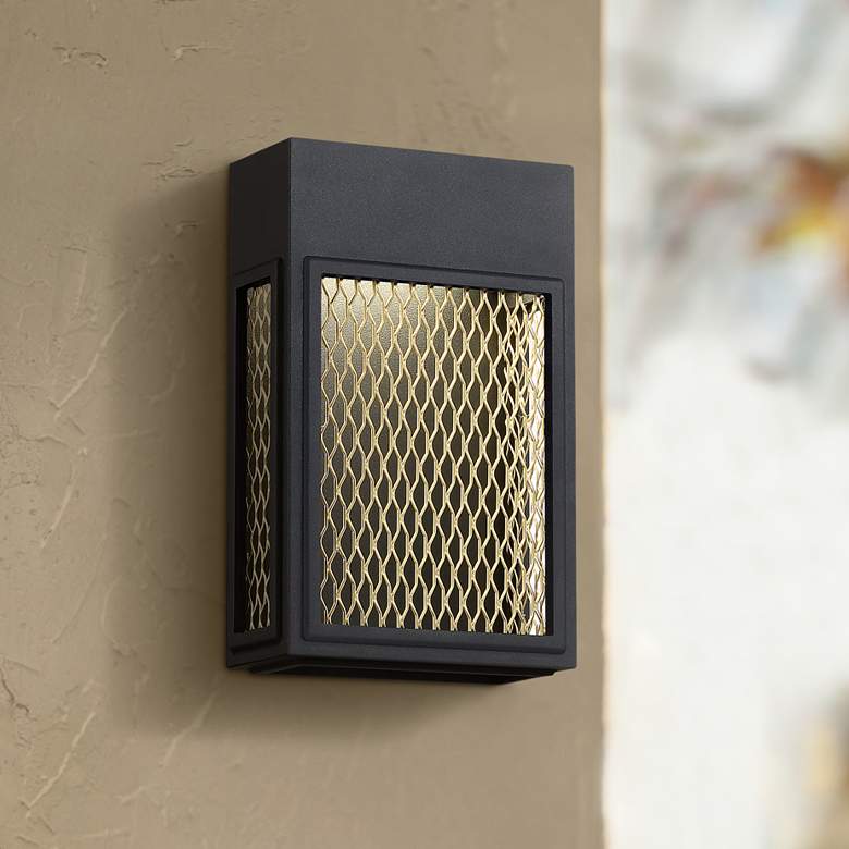 Image 1 Metro 10 inch High Black and Gold LED Outdoor Wall Sconce