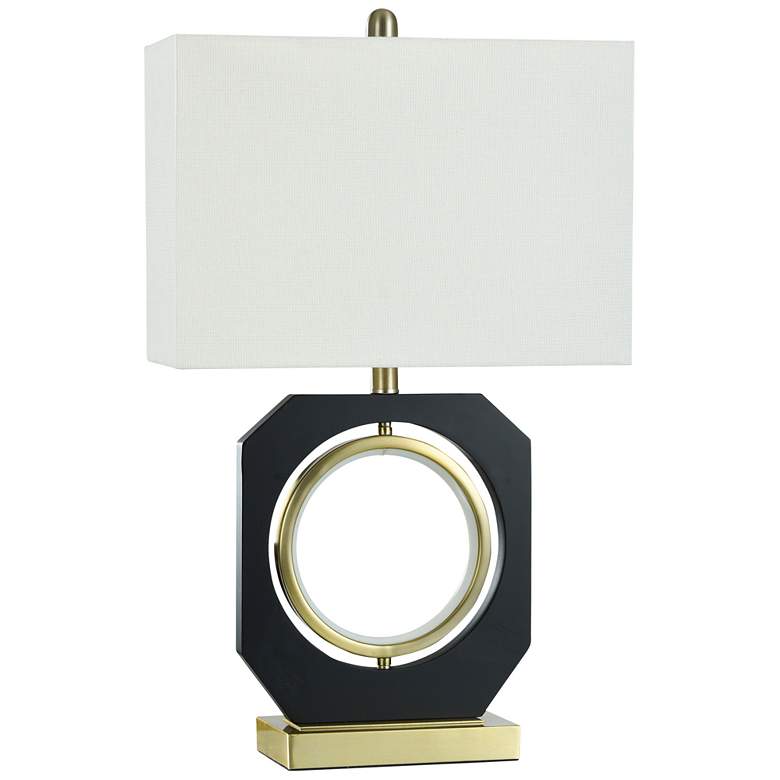 Image 1 Metro 27 inch Gold Table Lamp With Black &amp; Gold Open Circle Base