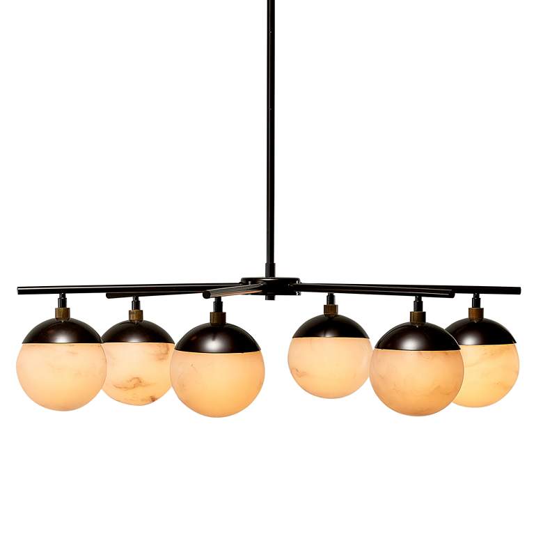 Image 2 Metro 40 inch Wide Oil-Rubbed Bronze Metal 6-Light Chandelier