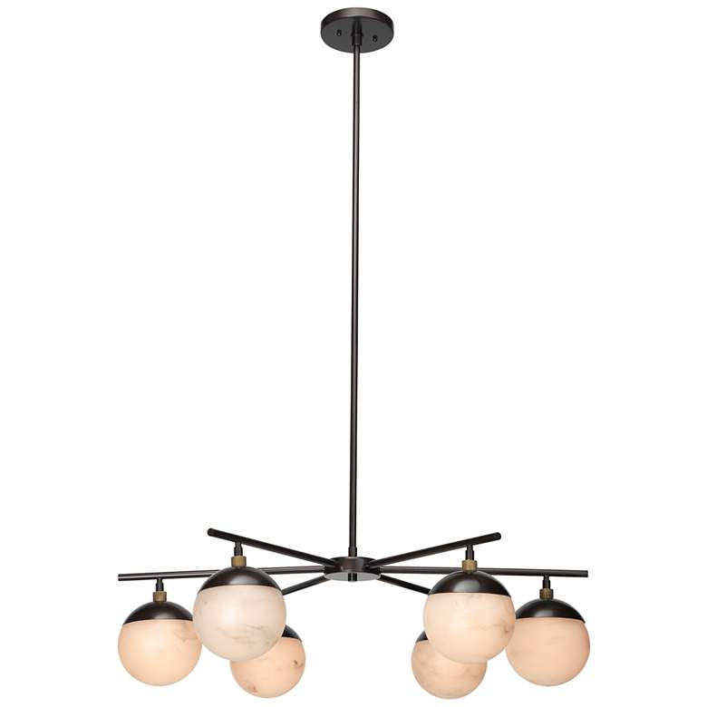 Image 3 Metro 40 inch Wide Oil-Rubbed Bronze Metal 6-Light Chandelier more views