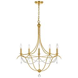 Metro 5 Light Antique Gold Chandelier