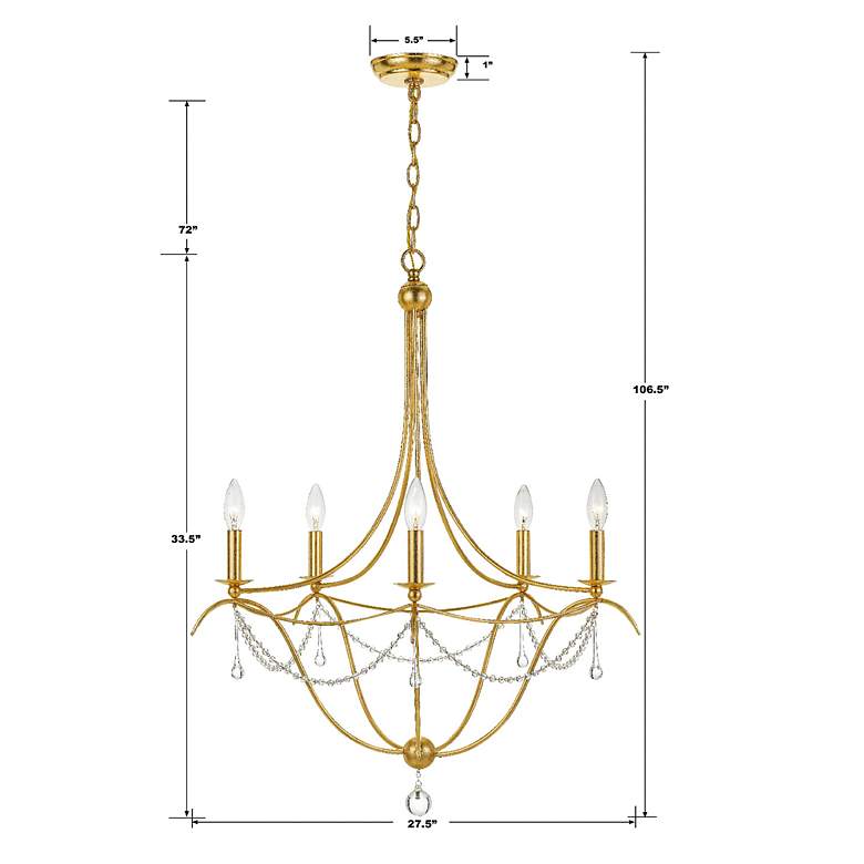 Image 5 Metro 5 Light Antique Gold Chandelier more views