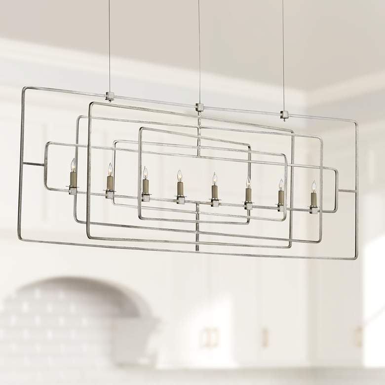 Image 1 Metro 54 inch Wide Silver Leaf Kitchen Island Light Chandelier