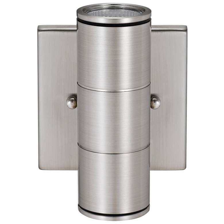 Image 2 Metro 6 3/4 inch High Brushed Nickel Dual LED Outdoor Wall Light