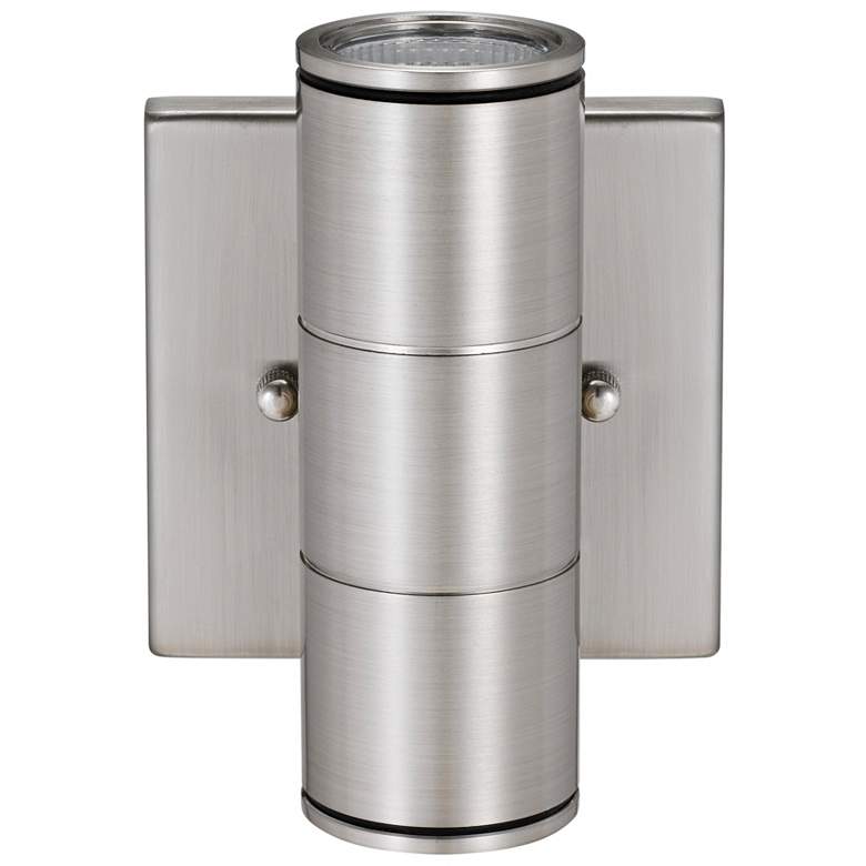 Image 2 Metro 6 3/4" High Brushed Nickel Dual LED Outdoor Wall Light