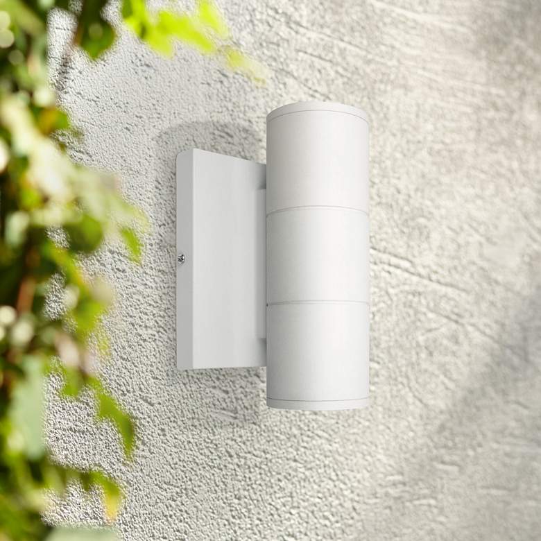 Image 1 Metro 6 3/4" High Matte White LED Outdoor Dual Wall Light