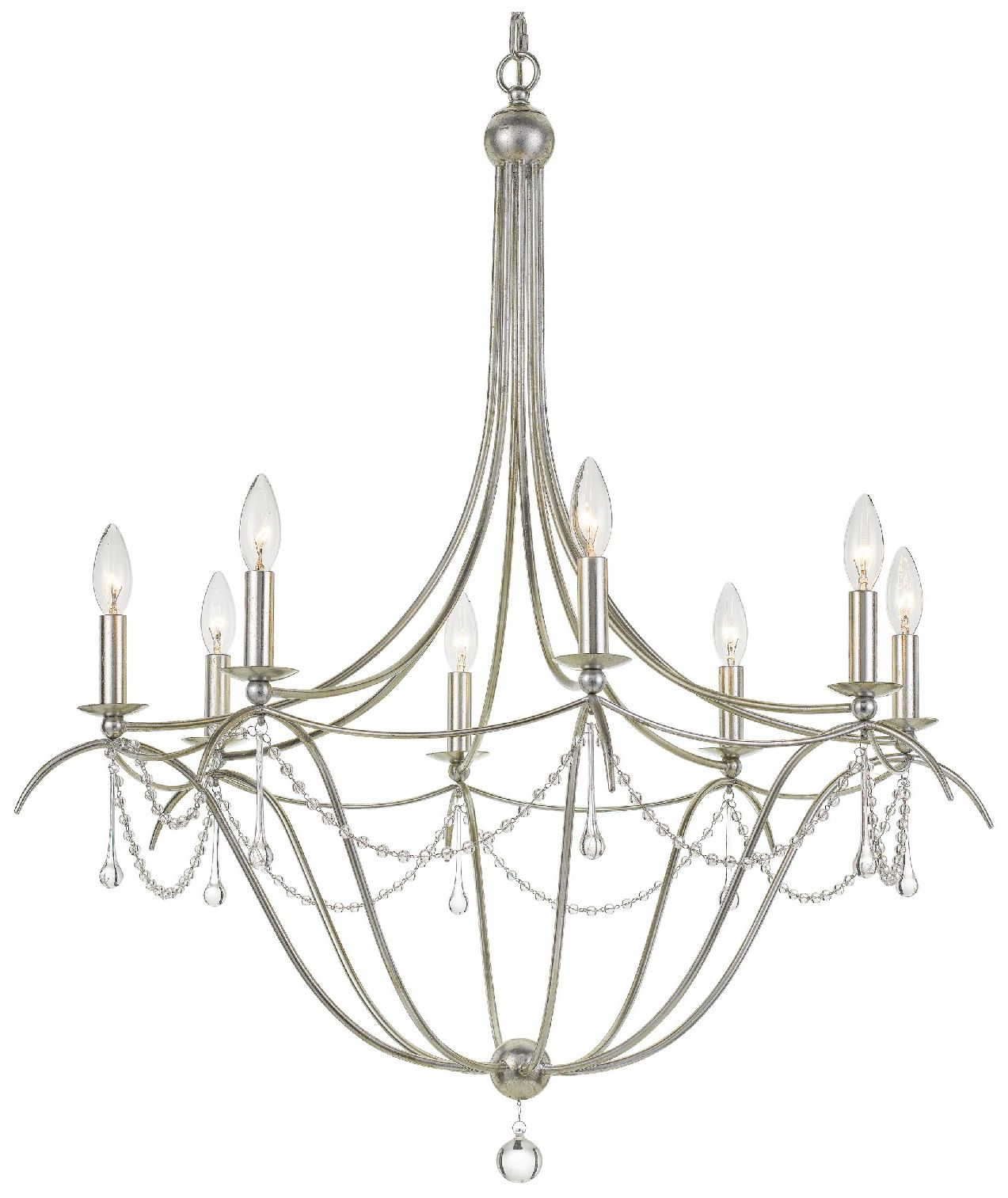 Image Metro 8 Light Crystal Beads Silver Chandelier