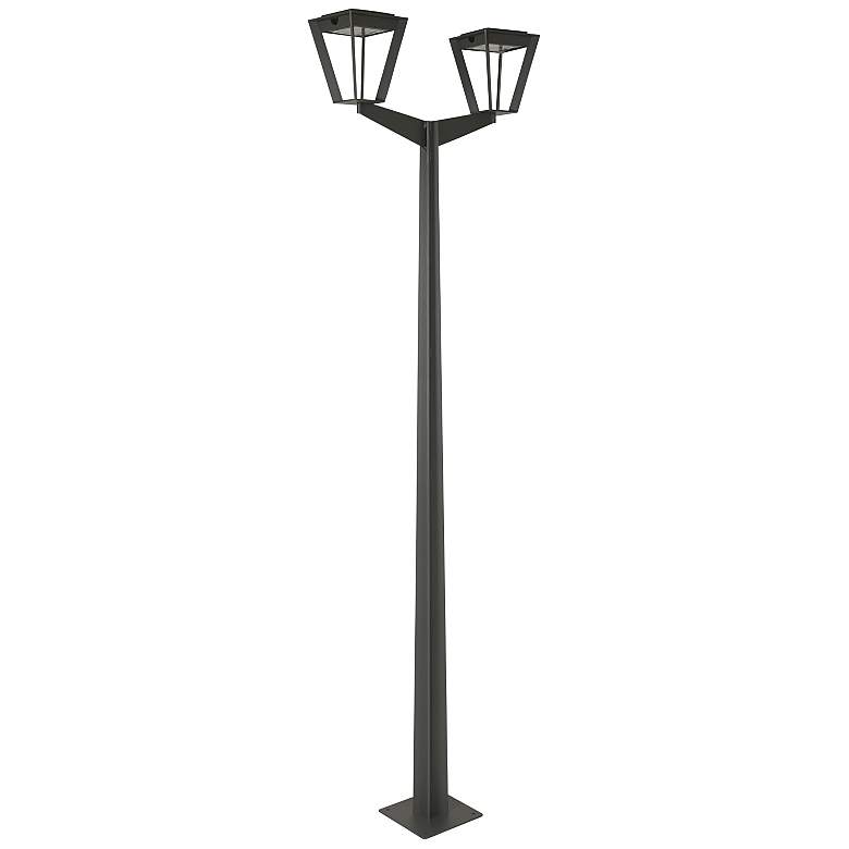 Image 2 Metro 86 inchH Space Gray LED Outdoor Post Light w/ Double Head