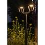 Metro 86"H Space Gray LED Outdoor Post Light w/ Double Head in scene