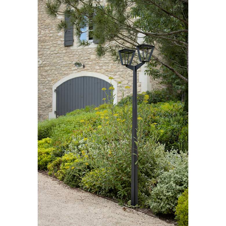 Image 6 Metro 86 inchH Space Gray LED Outdoor Post Light w/ Double Head more views