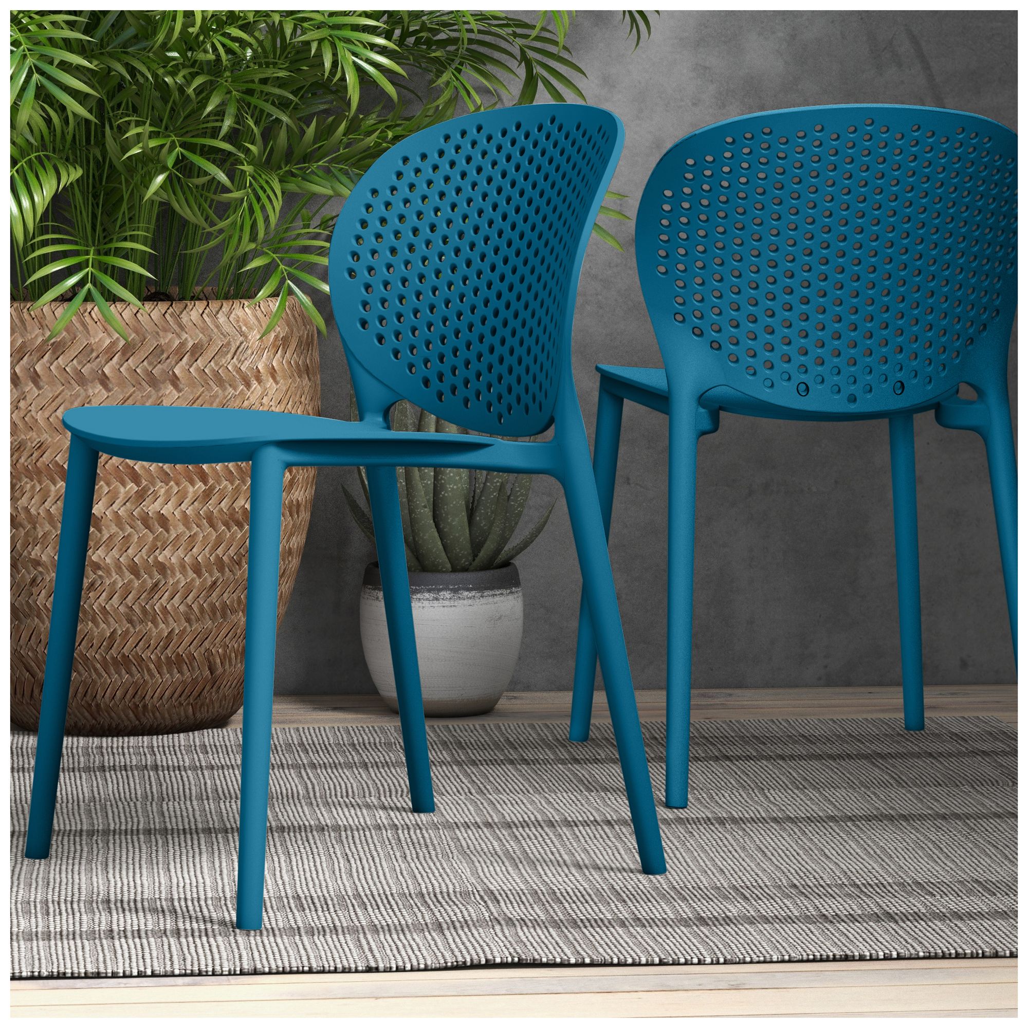 Metro Bailey 19" Wide Teal Green Dining Side ChairSet of 4