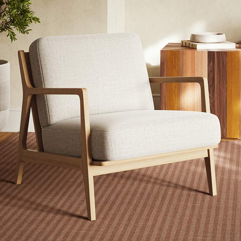 Image 1 Metro Carmelo 26" Wide Oak/Cream Accent Chair
