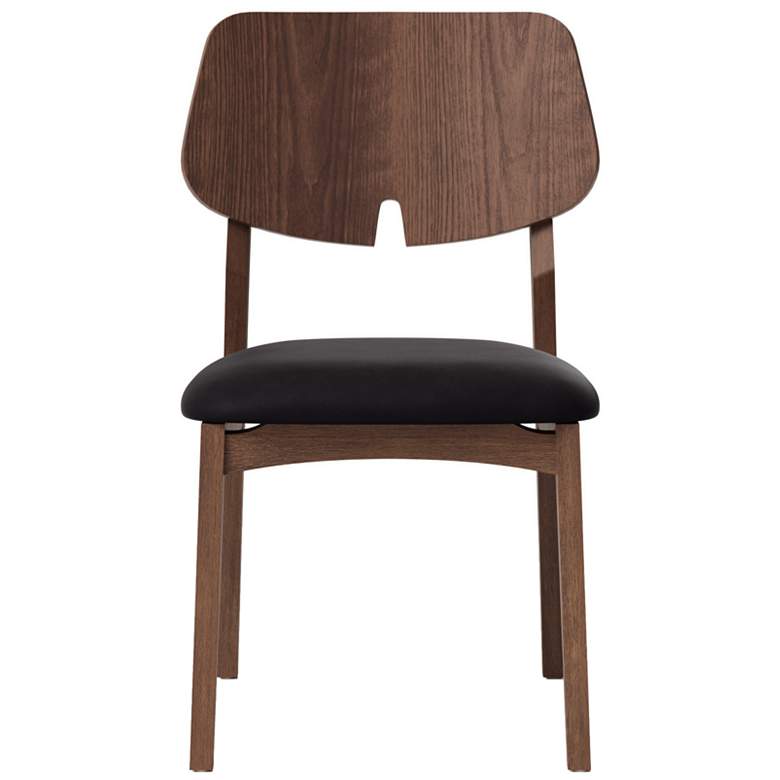 Image 1 Metro Carmelo 26" Wide Walnut/Black Leather Accent Chair
