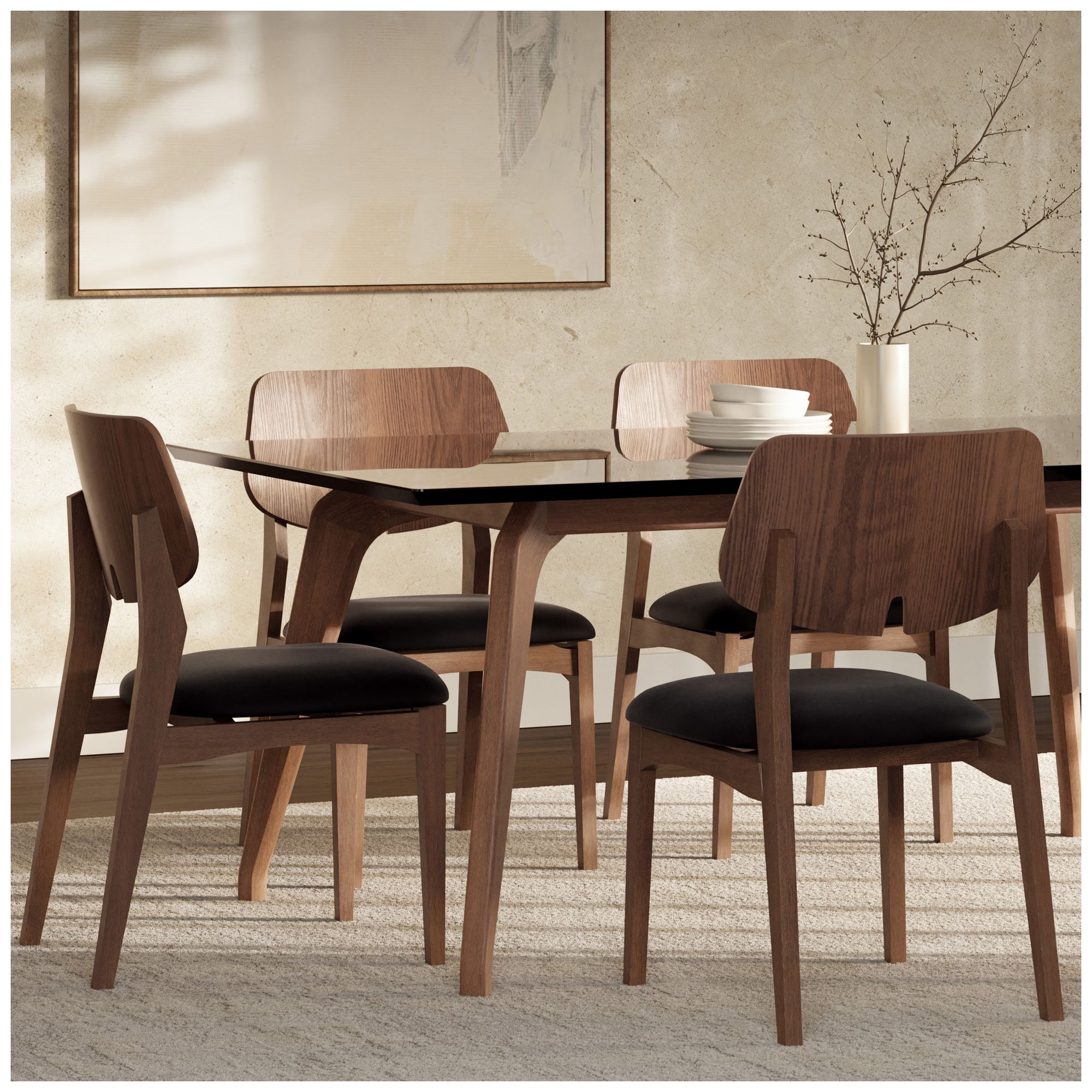 Metro Carmelo 26" Wide Walnut/Black Leather Accent Chair