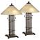 Metro Collection Planes 'n' Posts Art Glass Table Lamps Set of 2