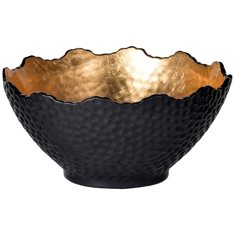 Image 2 Metro Luxe Gold and Black Rustic Modern Stoneware Decorative Bowl