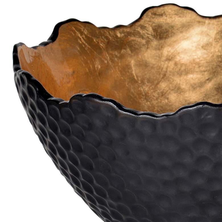 Image 3 Metro Luxe Gold and Black Rustic Modern Stoneware Decorative Bowl more views