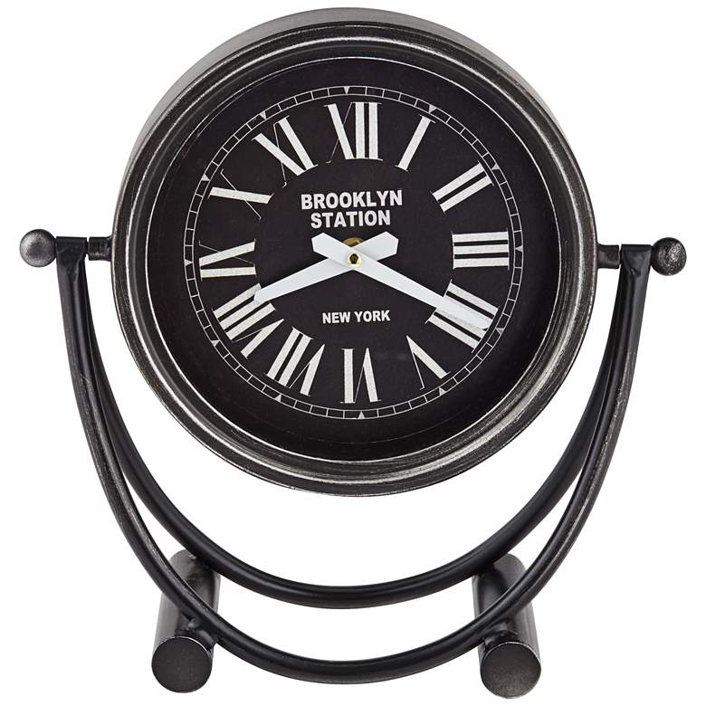 Image 1 Metro Matte Black 11" Wide Round Table Clock