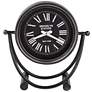Metro Matte Black 11" Wide Round Table Clock