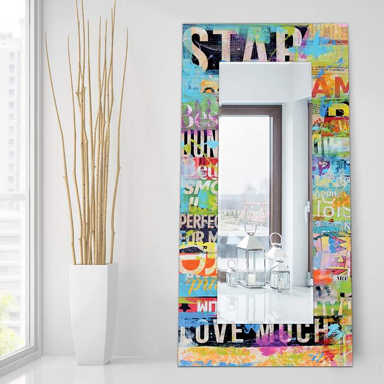 Image 2 Metro Mix Art Glass 36" x 72" Rectangular Wall Mirror