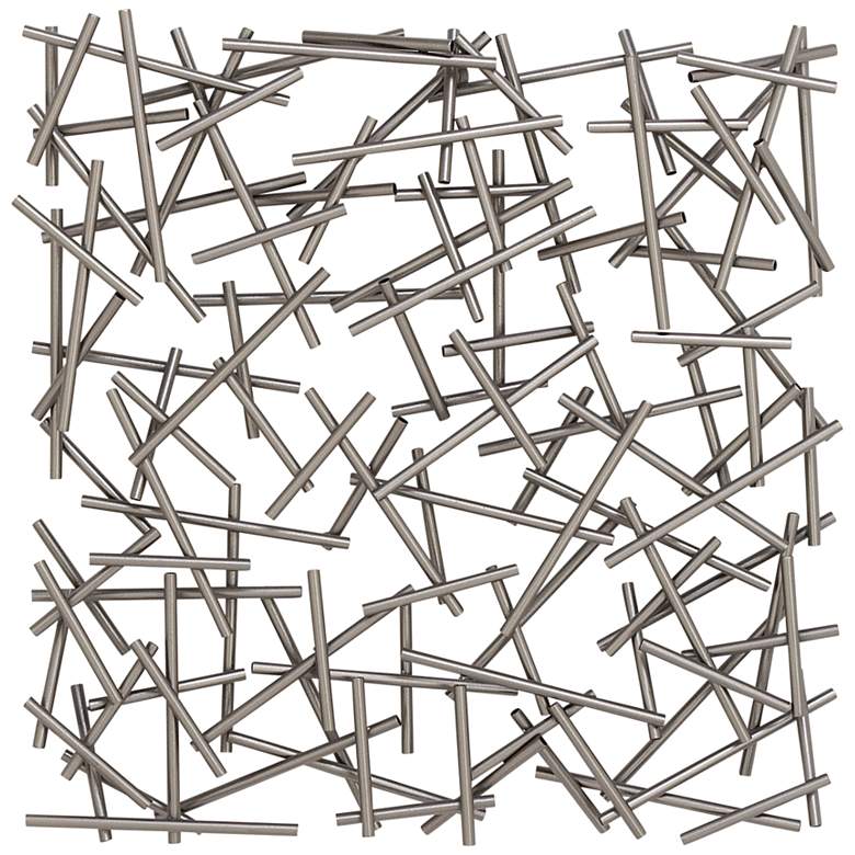 Image 2 Metro Polished Silver 20 inch Square Metal Wall Art