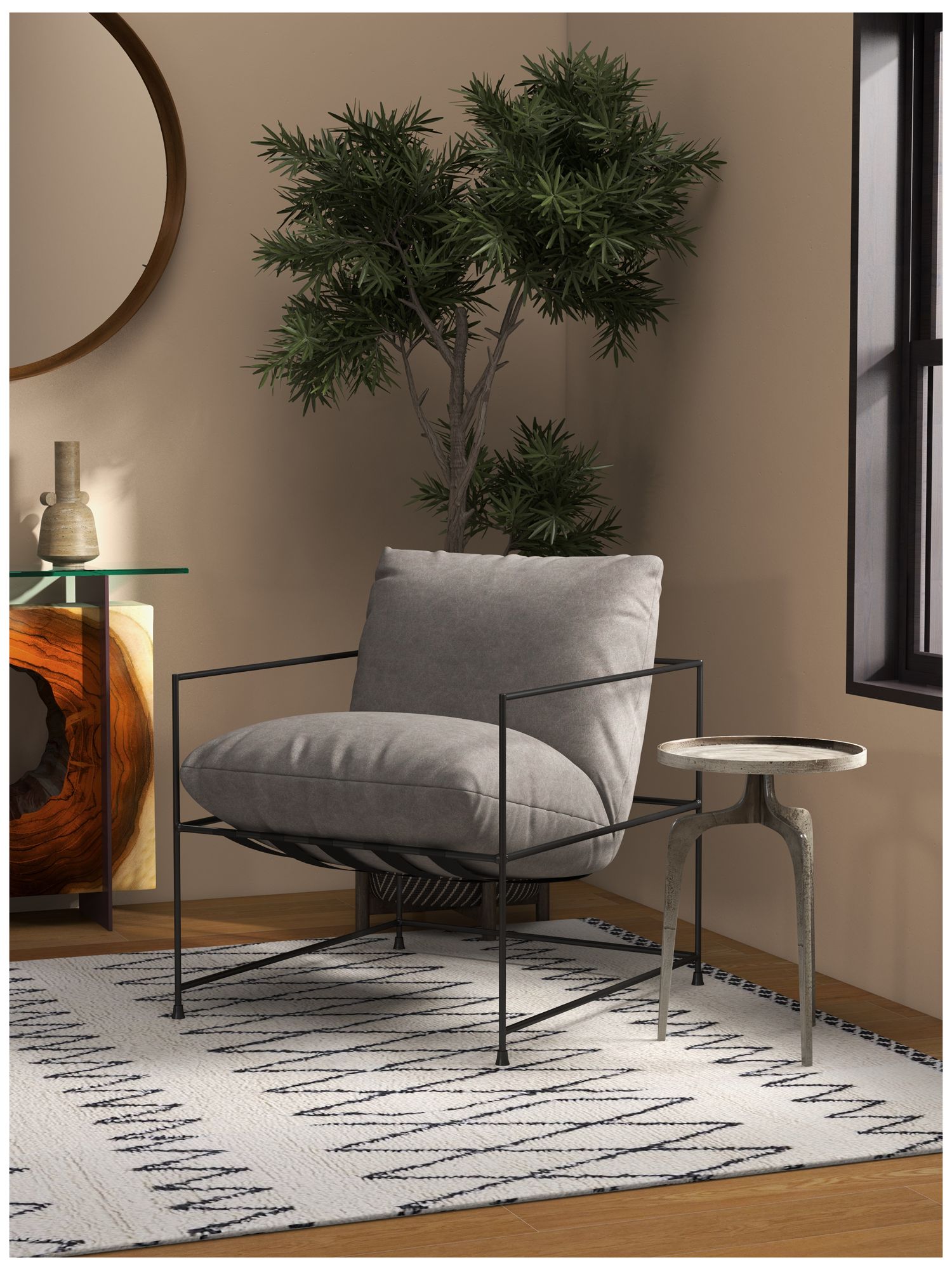 Image 7 Metro Trent 28.5" Wide Washed Grey Accent Chair Black Frame more views