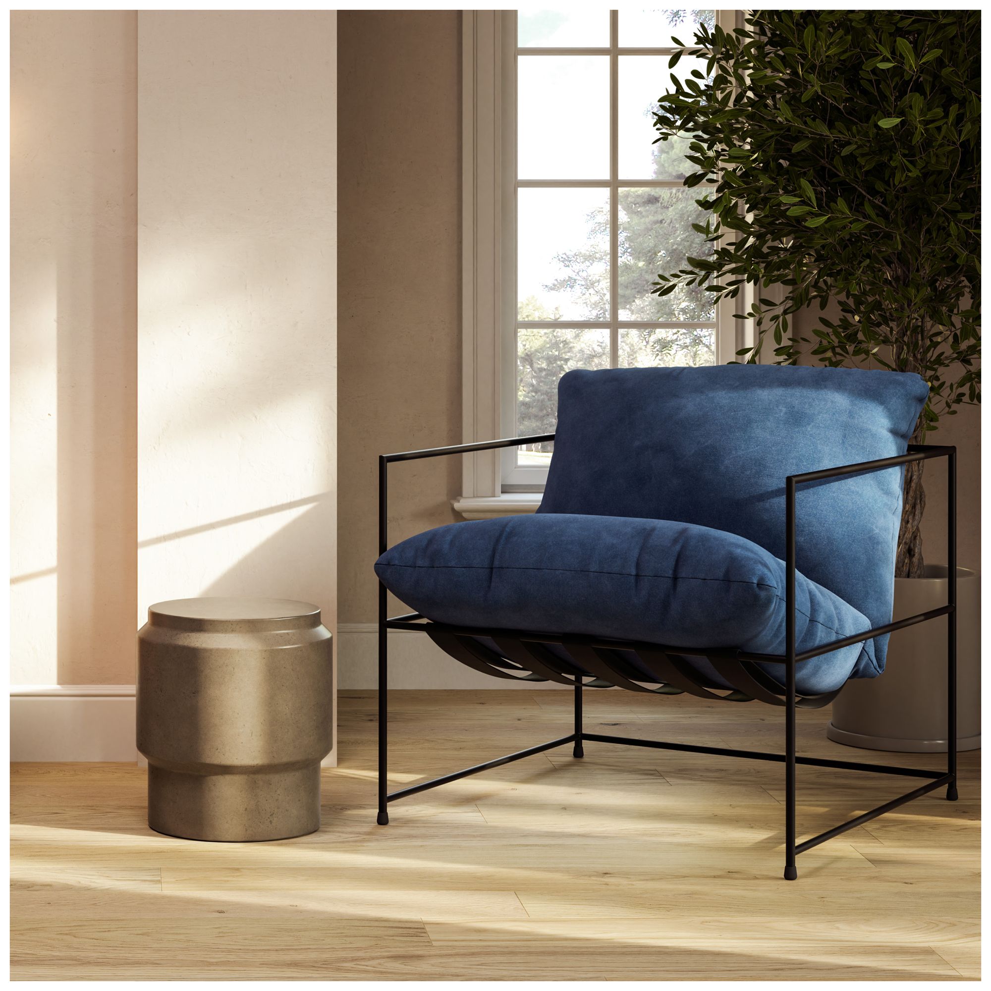 Image 6 Metro Trent 28.5" Wide Washed Navy Accent Chair Black Frame more views