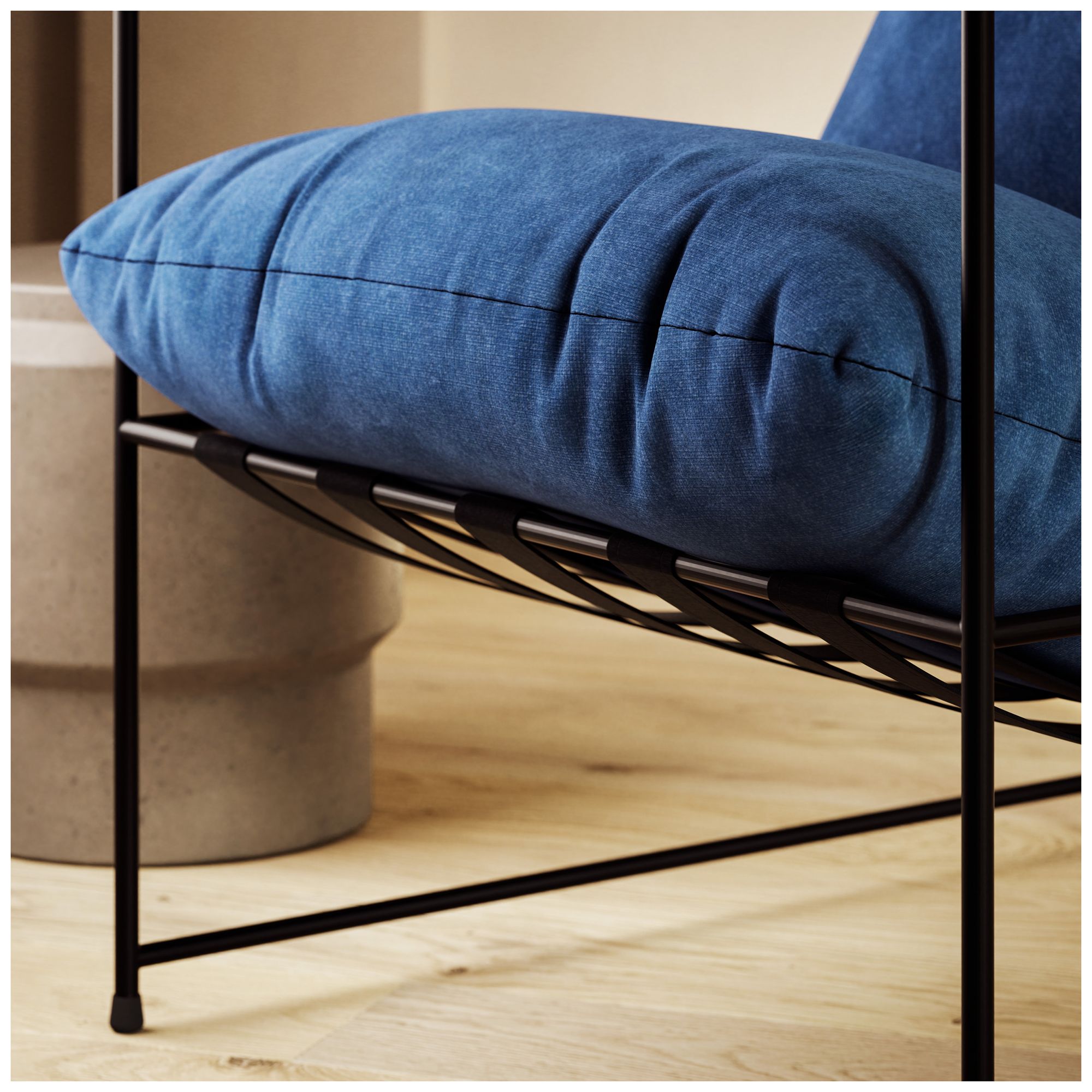 Image 7 Metro Trent 28.5" Wide Washed Navy Accent Chair Black Frame more views