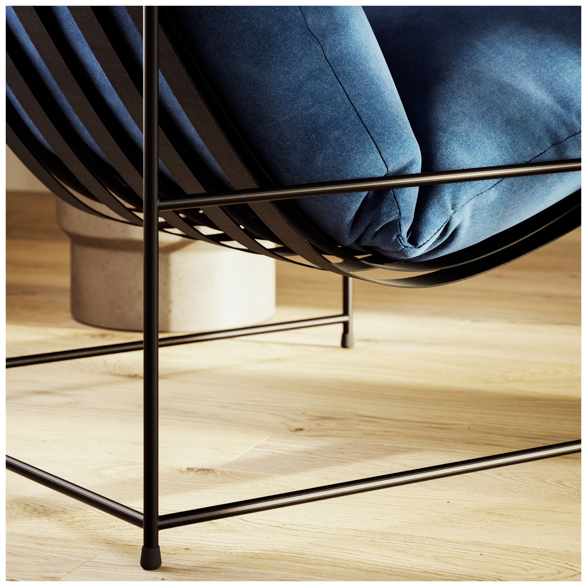 Metro Trent 28.5" Wide Washed Navy Accent Chair Black Frame