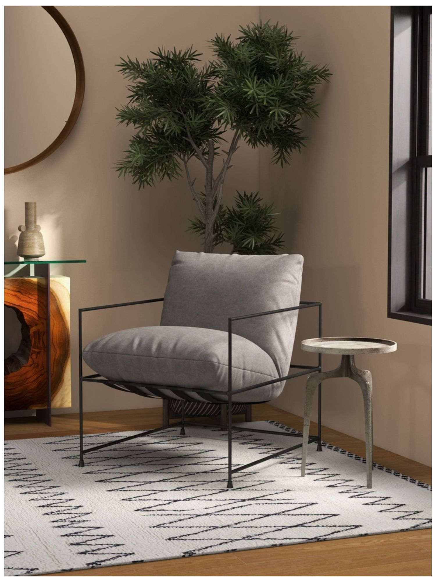 Metro Trent 28.5" Wide Washed Sand Accent Chair Black Frame