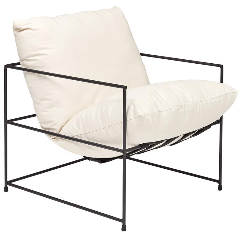 Image 2 Metro Trent 28.5" Wide Washed White Accent Chair Black Frame