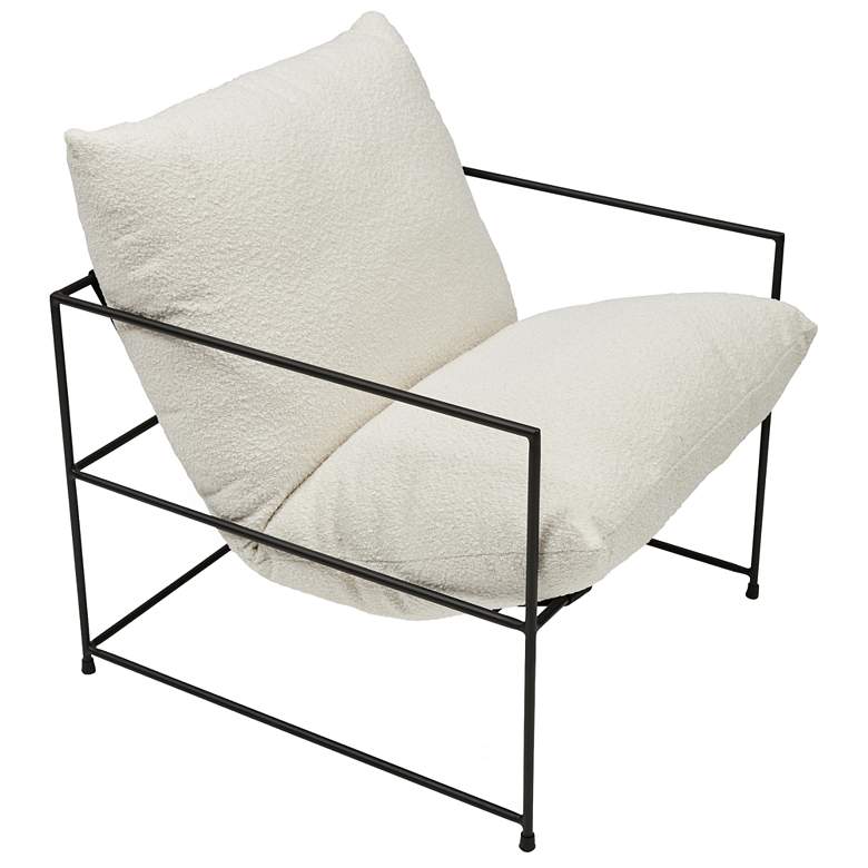 Image 2 Metro Trent 28.5" Wide White Boucle Accent Chair Black Frame