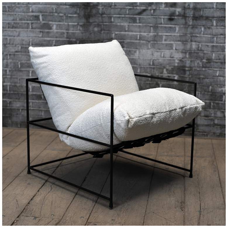 Image 1 Metro Trent 28.5" Wide White Boucle Accent Chair Black Frame