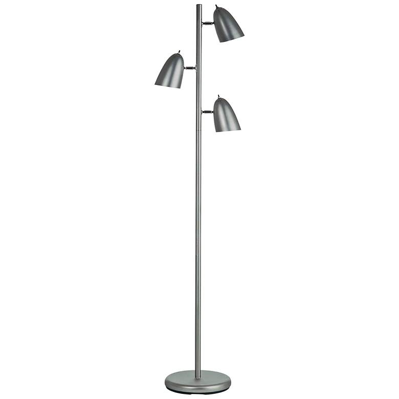 Image 1 Metron Satin Chrome Metal 3-Light Tree Floor Lamp