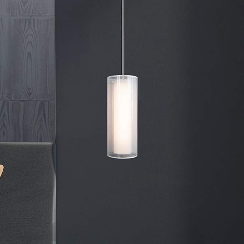 Image 1 Metropolis 13"H x 5"W 1-Light Mini Pendant in Brushed Nickel