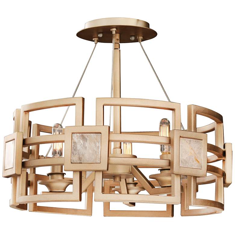 Image 2 Metropolis 17 inchW 3-Light Modern Gold Drum Ceiling Light