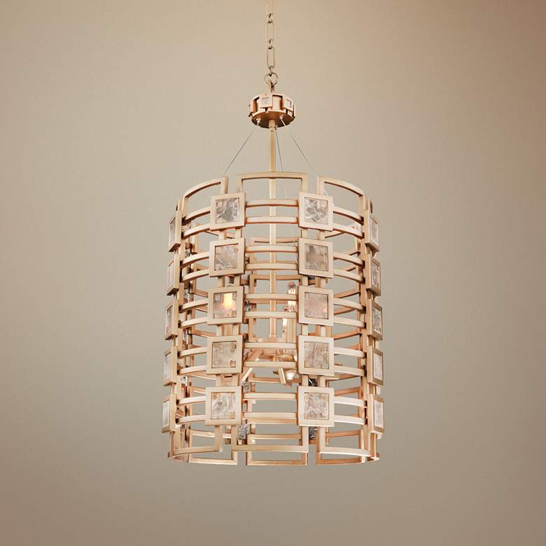 Image 1 Metropolis 19" Wide Modern Gold Lattice-Cage Pendant Light
