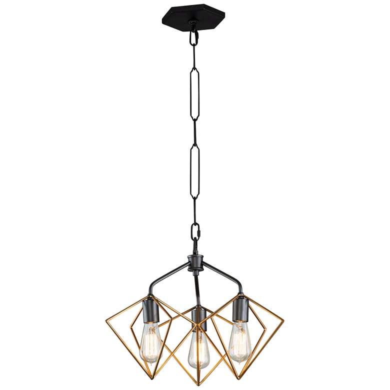 Image 1 Metropolis 20" Wide Antique Gold and Bronze 3-Light Pendant