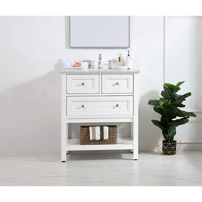 Image 3 Metropolis 30" Wide White Wood 3-Drawer Single Sink Vanity more views
