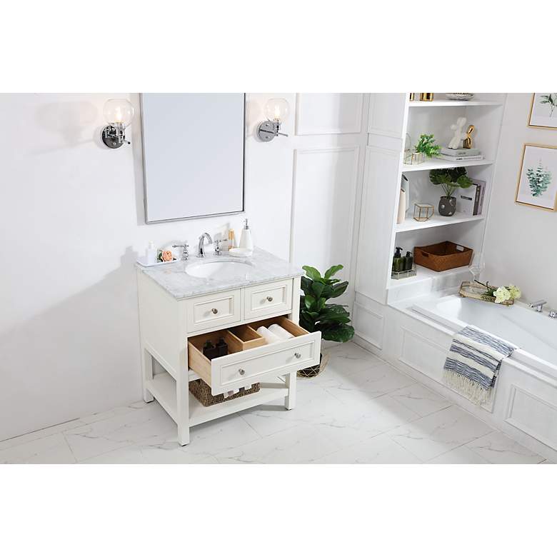 Image 5 Metropolis 30" Wide White Wood 3-Drawer Single Sink Vanity more views