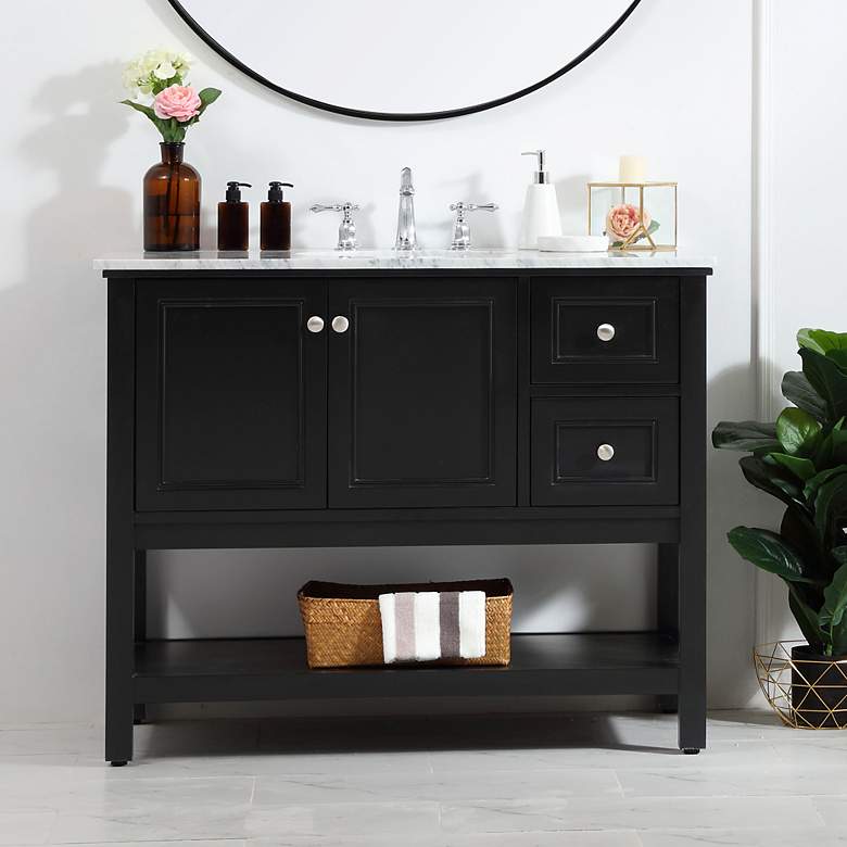 Image 1 Metropolis 42"W Black 2-Drawer Single Sink Bathroom Vanity
