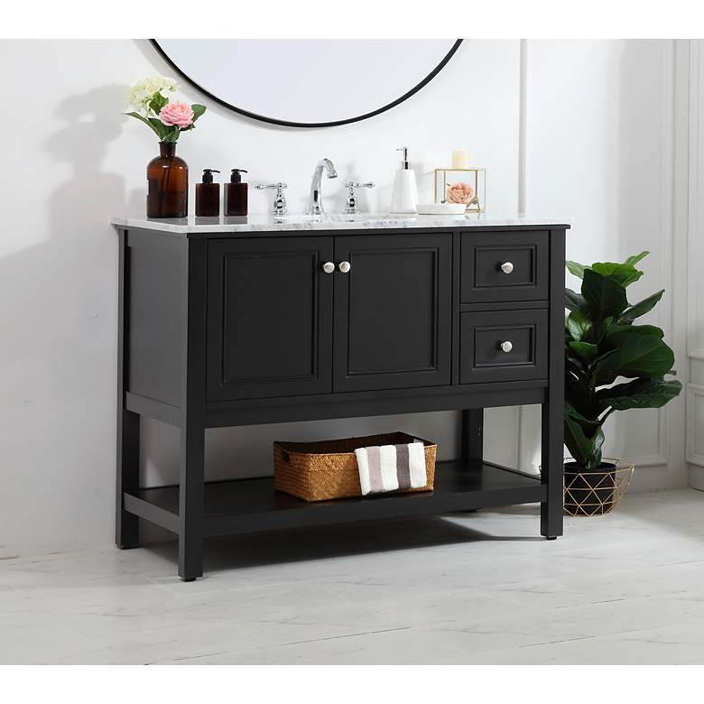 Image 3 Metropolis 42"W Black 2-Drawer Single Sink Bathroom Vanity more views