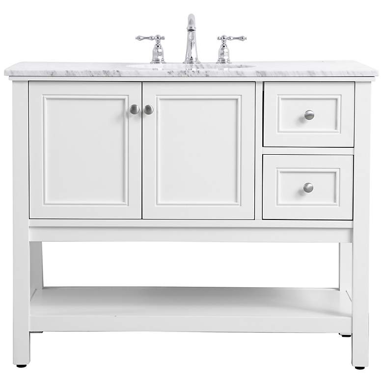 Image 2 Metropolis 42"W White 2-Drawer Single Sink Bathroom Vanity