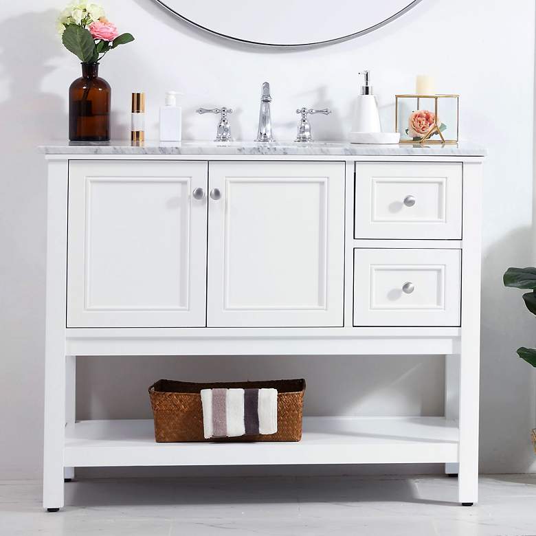 Image 2 Metropolis 42"W White 2-Drawer Single Sink Bathroom Vanity
