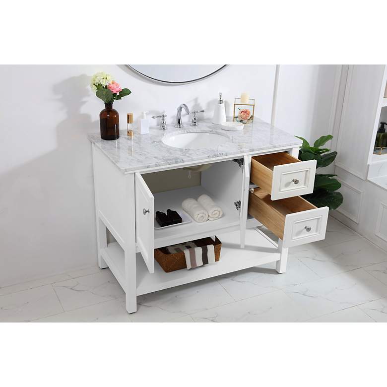 Image 5 Metropolis 42"W White 2-Drawer Single Sink Bathroom Vanity more views