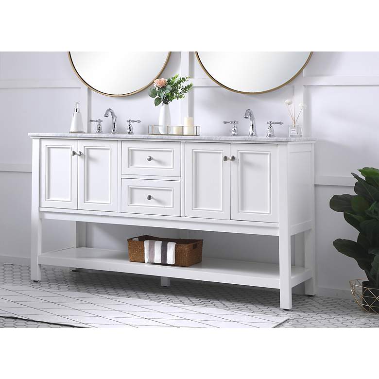 Image 3 Metropolis 60"W White 2-Drawer Double Sink Bathroom Vanity more views