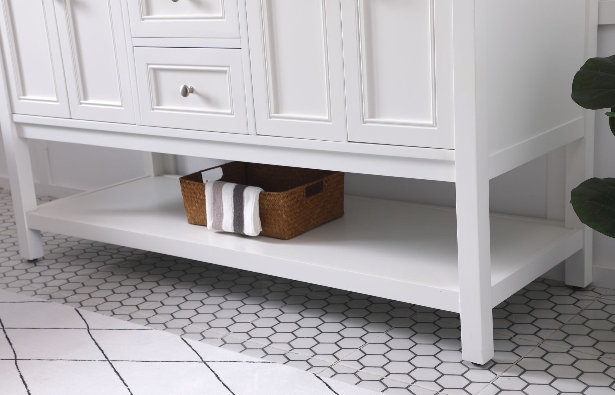 Image 7 Metropolis 60"W White 2-Drawer Double Sink Bathroom Vanity more views