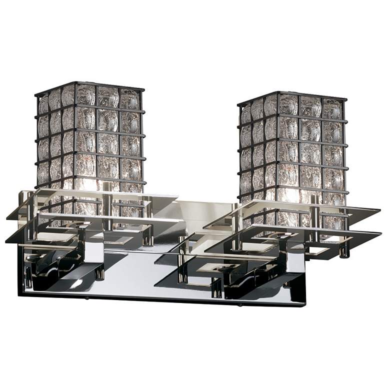 Image 1 Metropolis 9.25" High 2-Light Polished Chrome Vanity w/ Clear Bubbles Shade